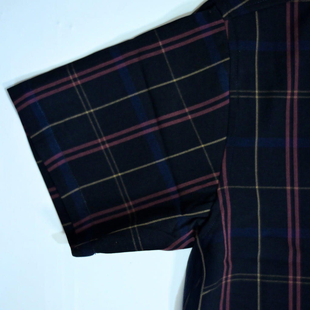 Navy Checkered Resort Collar Shirt