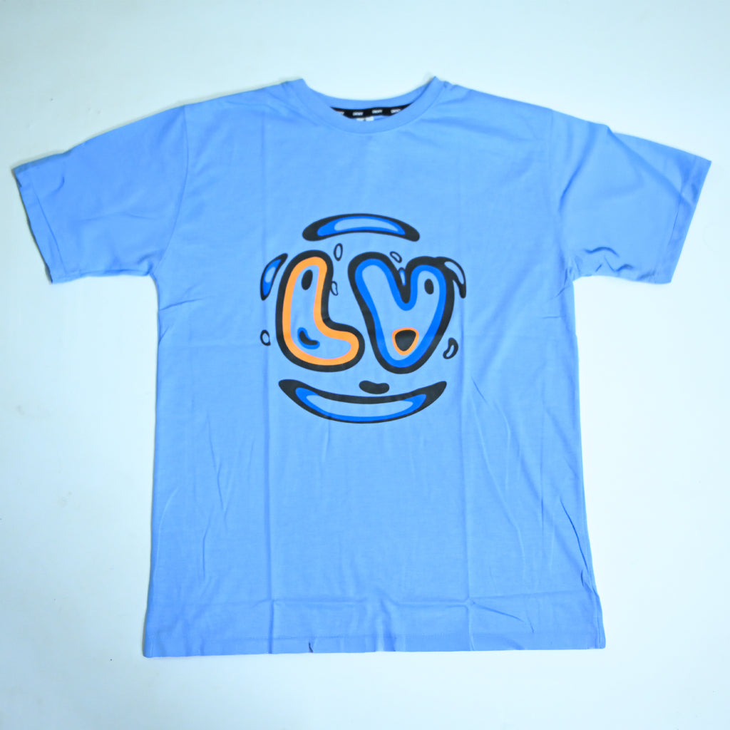 Regular Fit Graphic Print T-Shirt – Love Smile Design _ Sky Blue