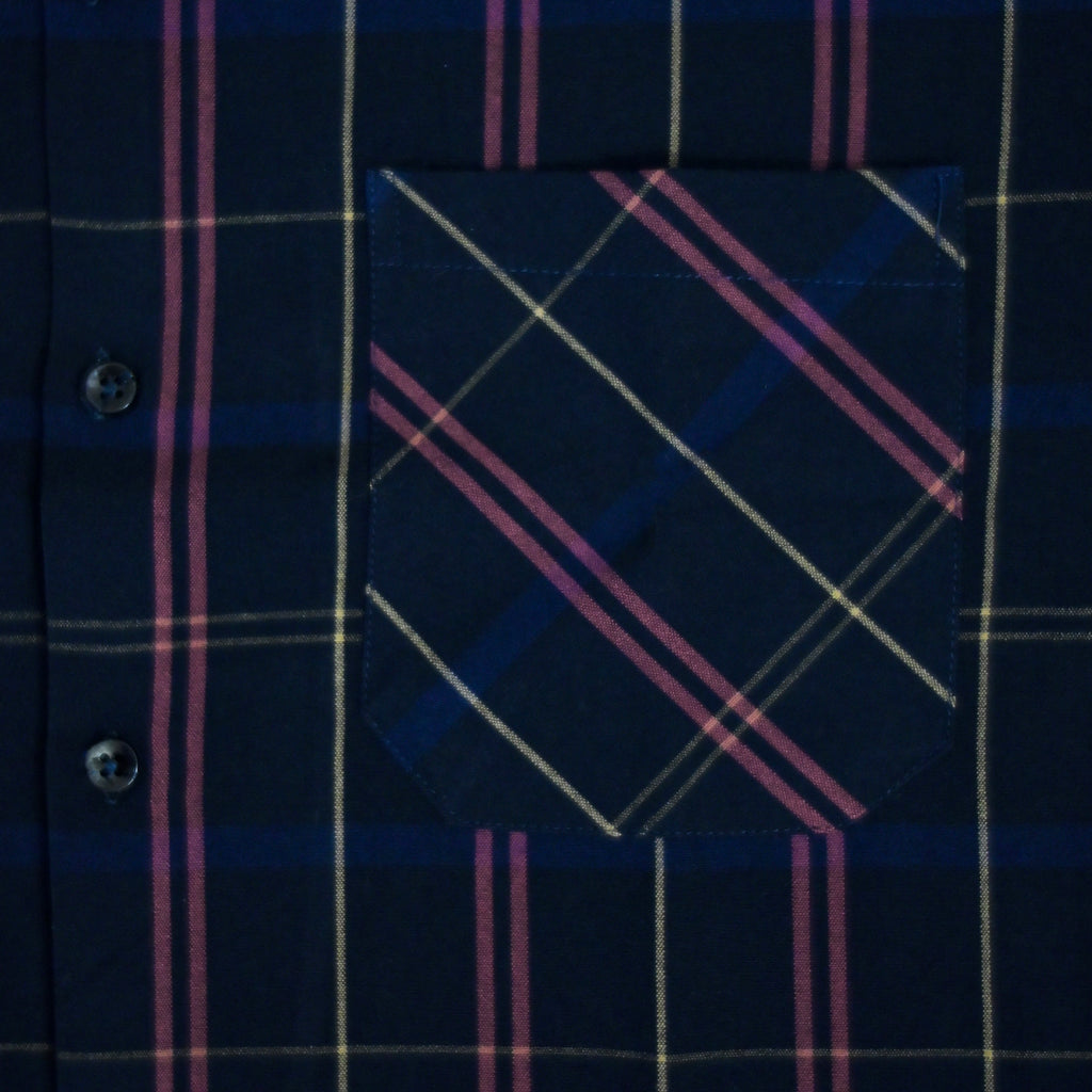 Navy Checkered Resort Collar Shirt