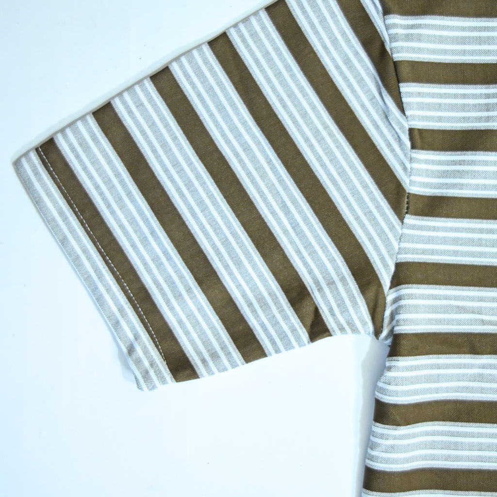 Brown & Grey Striped Oversized T-Shirt | Relaxed Fit Tee (Copy)