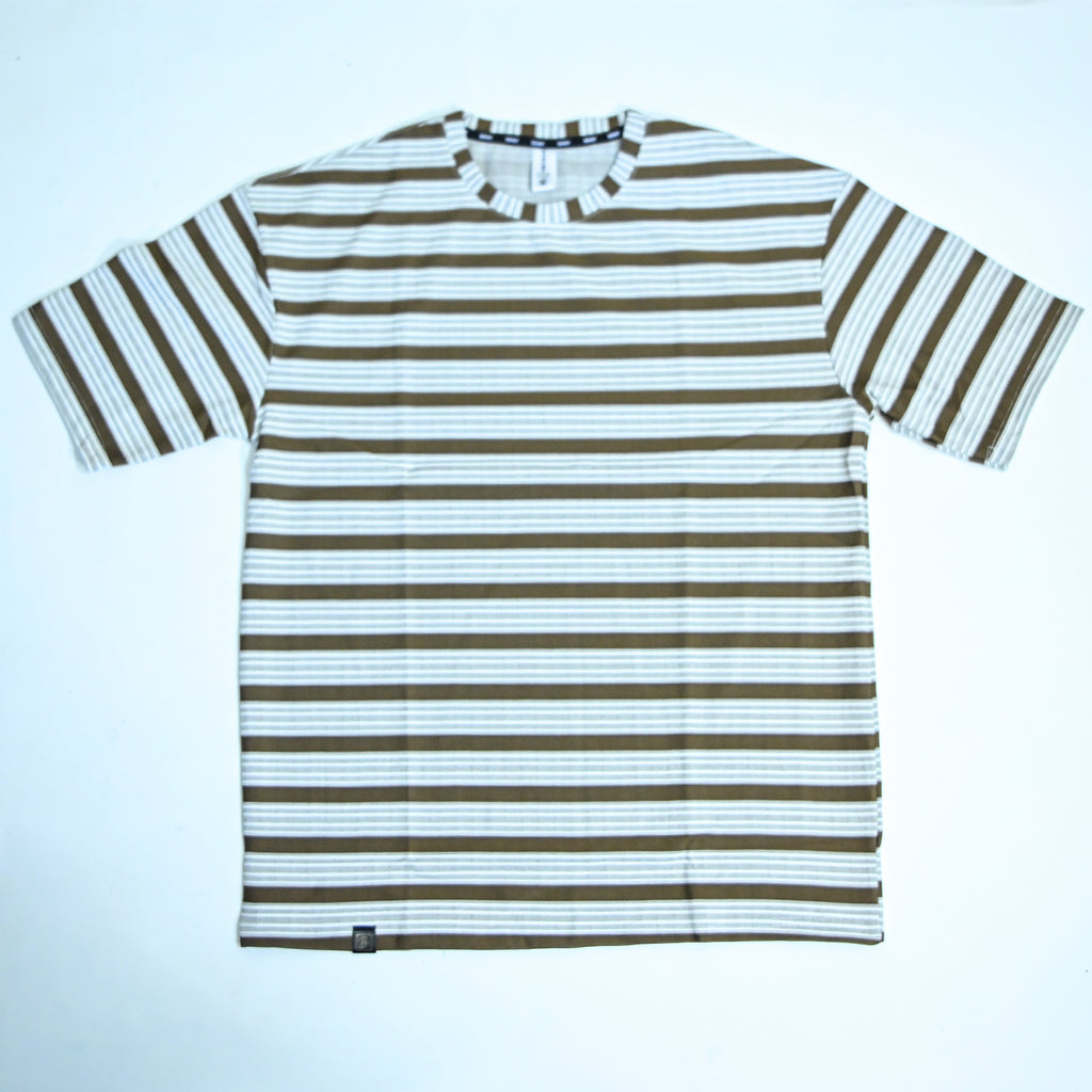 Brown & Grey Striped Oversized T-Shirt | Relaxed Fit Tee (Copy)
