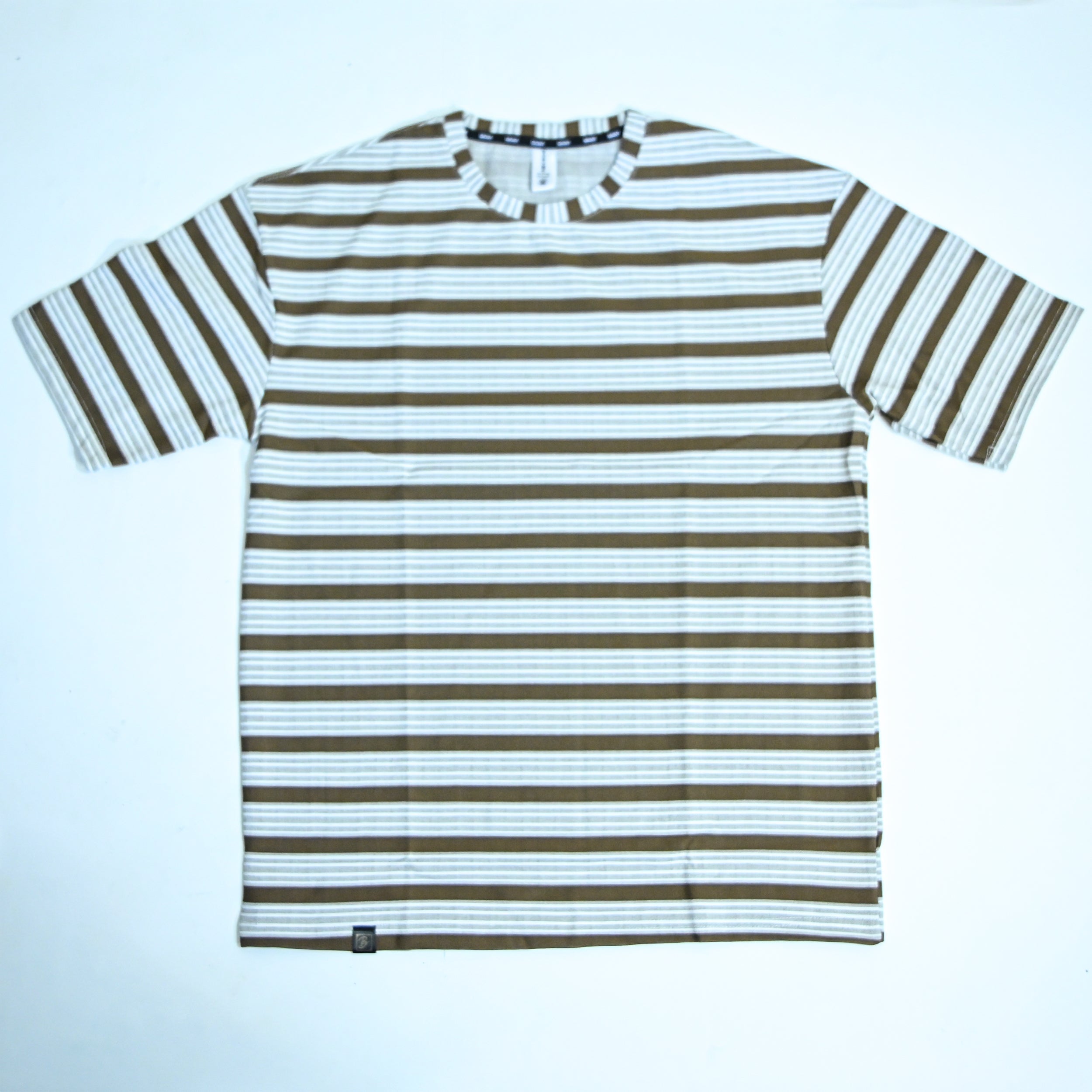 Brown & Grey Striped Oversized T-Shirt | Relaxed Fit Tee (Copy)