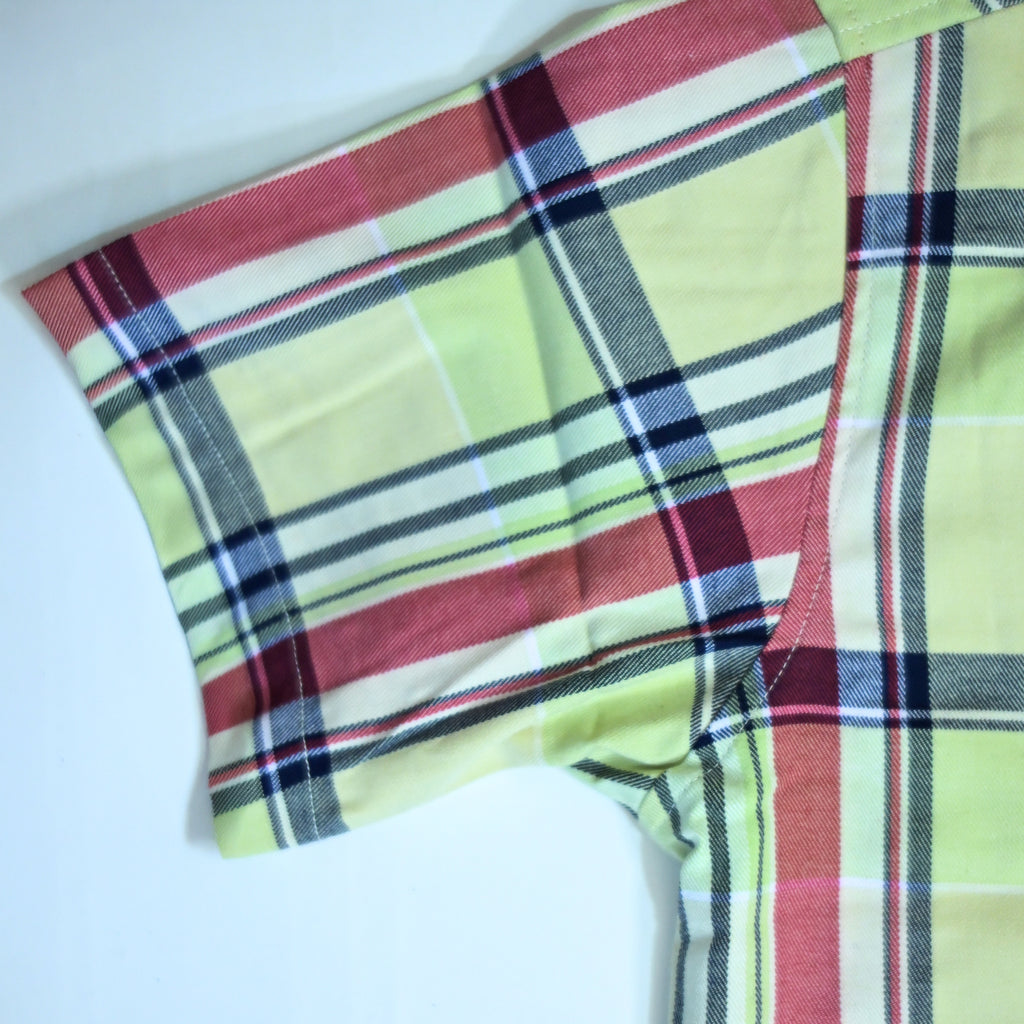 Lime Green Plaid Semi-Formal Shirt | Regular Fit | Unisex