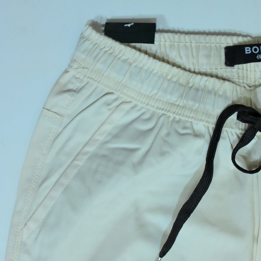 Off White Cotton Cargo Pants | Regular Fit Utility Trousers
