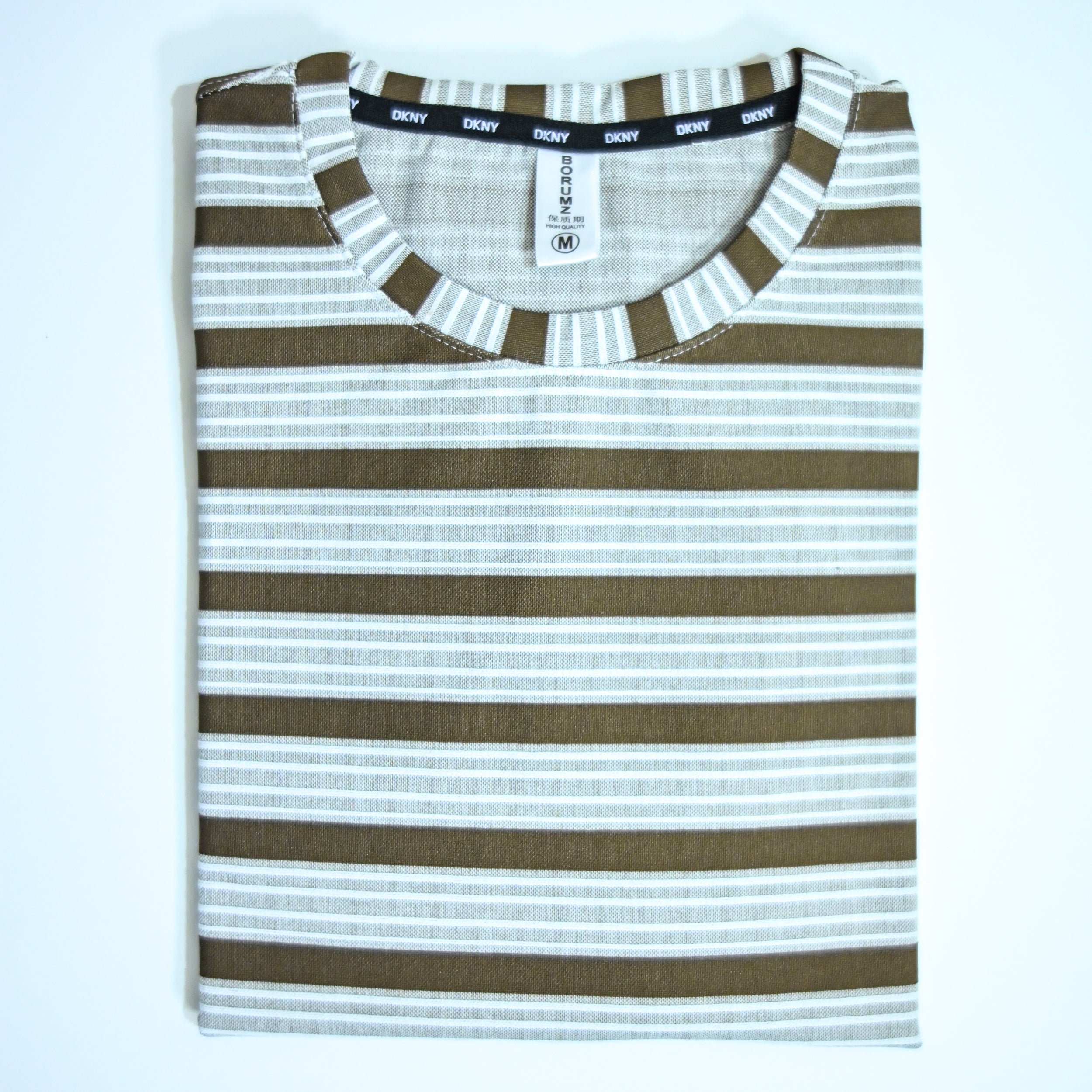Brown & Grey Striped Oversized T-Shirt | Relaxed Fit Tee (Copy)