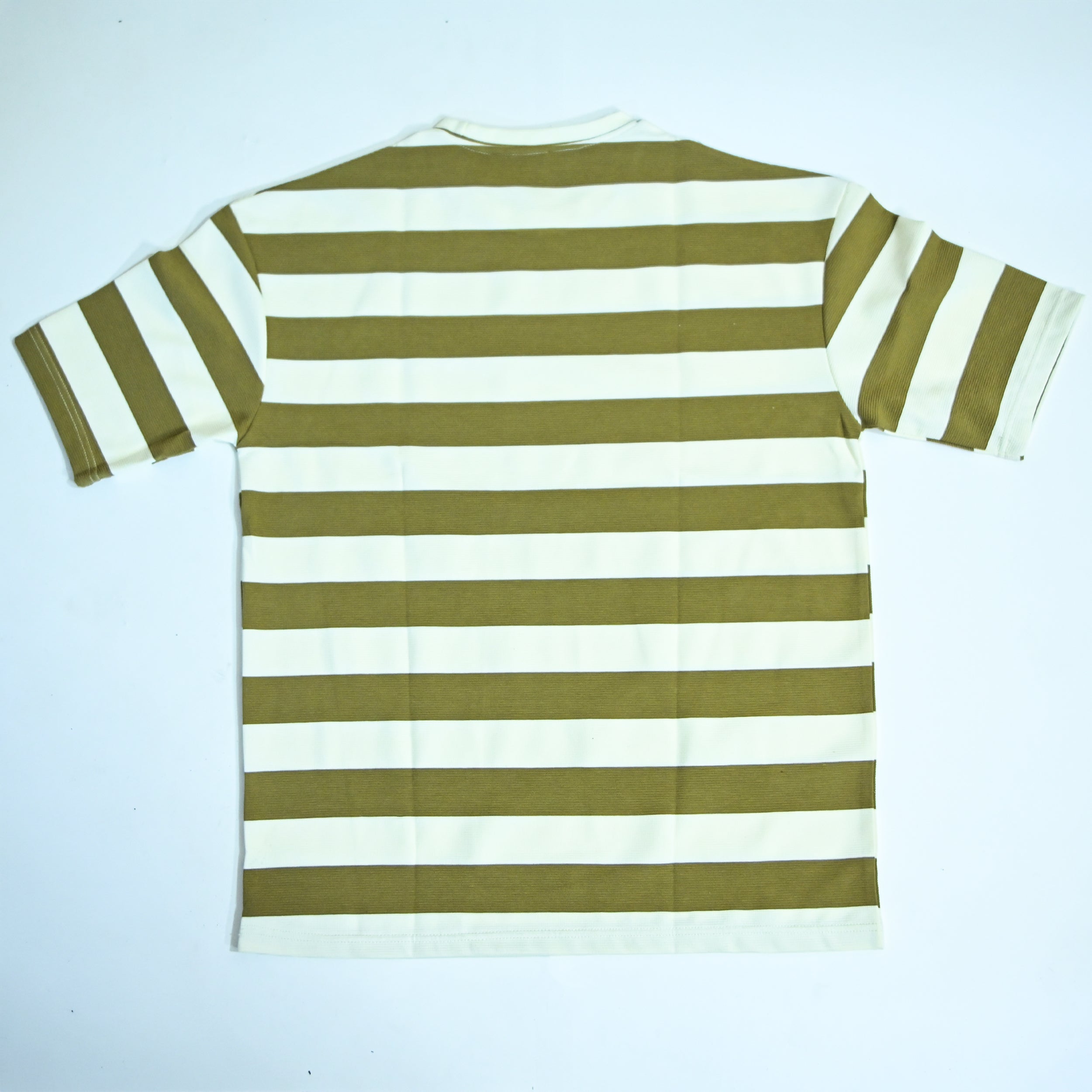 Olive & Cream Fine Stripe Drop Shoulder T-Shirt