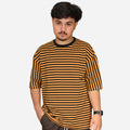 Mustard & Black Striped Drop Shoulder T-Shirt