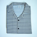 White & Blue Geometric Textured Boxy Fit Shirt