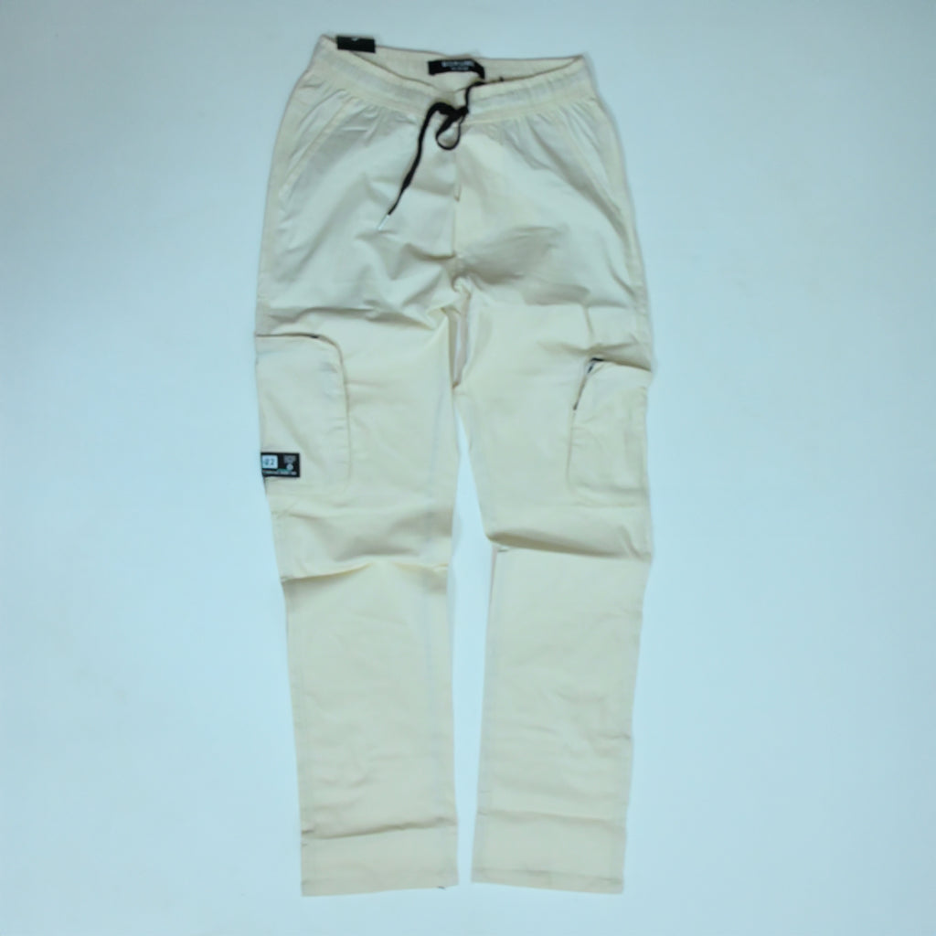 Off White Cotton Cargo Pants | Regular Fit Utility Trousers