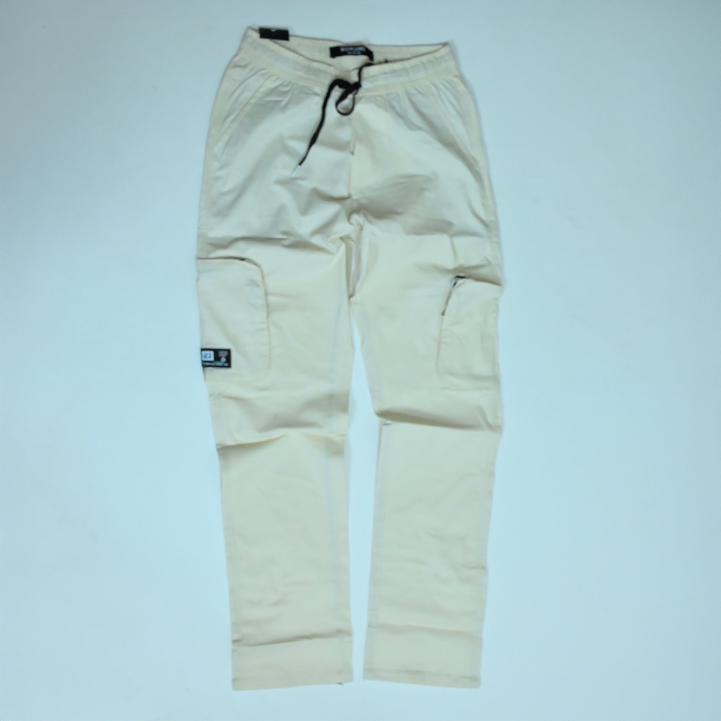 Off White Cotton Cargo Pants | Regular Fit Utility Trousers