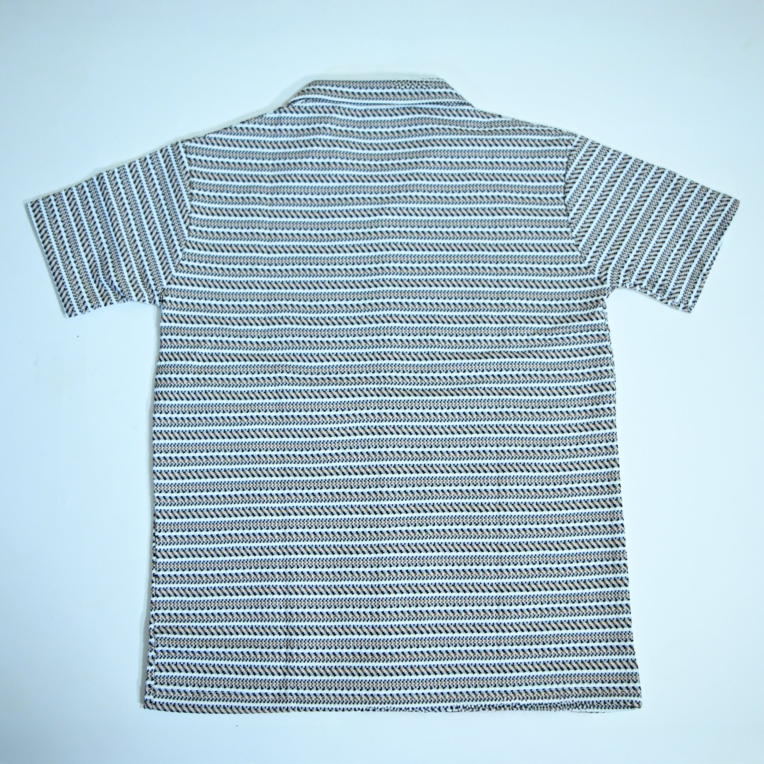 White & brown Geometric Textured Boxy Fit Shirt