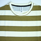 Olive & Cream Fine Stripe Drop Shoulder T-Shirt