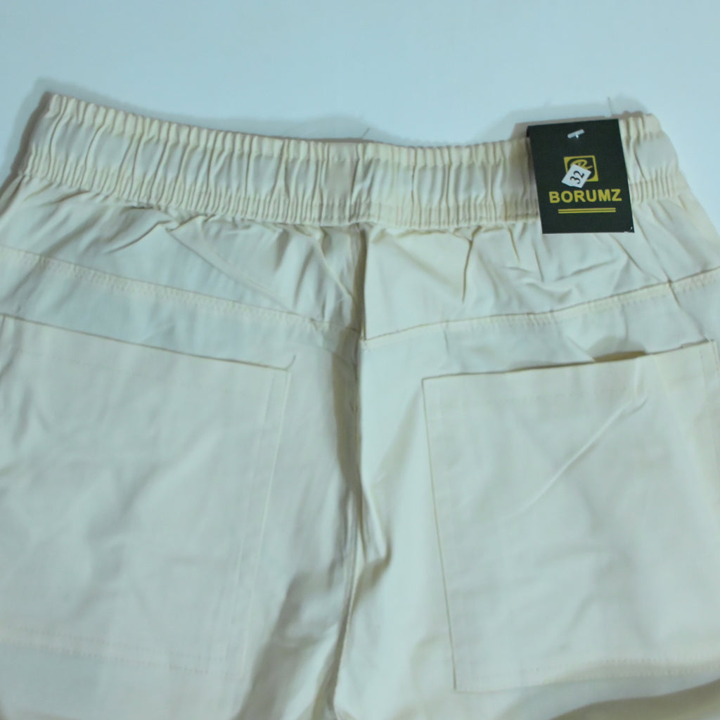 Off White Cotton Cargo Pants | Regular Fit Utility Trousers