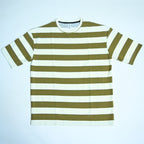 Olive & Cream Fine Stripe Drop Shoulder T-Shirt