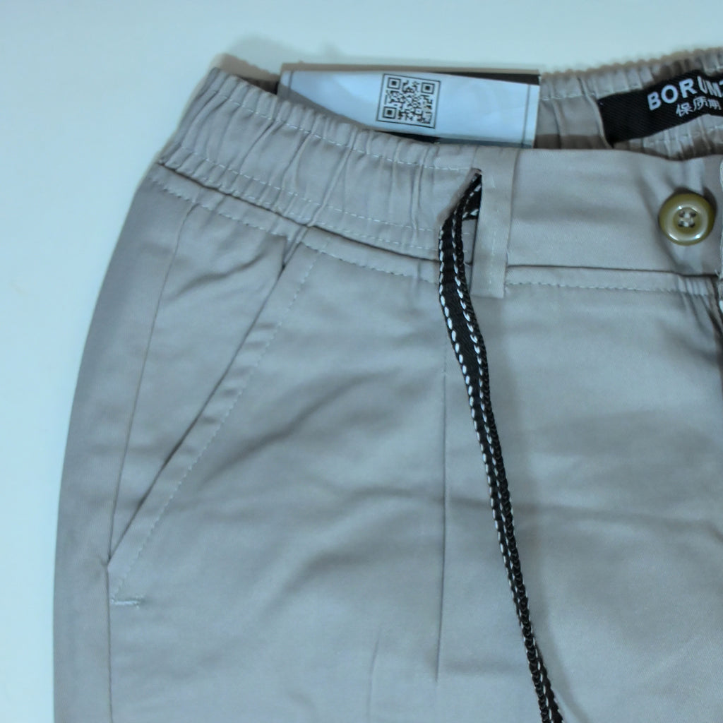 Stone Grey Cotton Cargo Pants | Regular Fit Utility Trousers