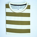 Olive & Cream Fine Stripe Drop Shoulder T-Shirt