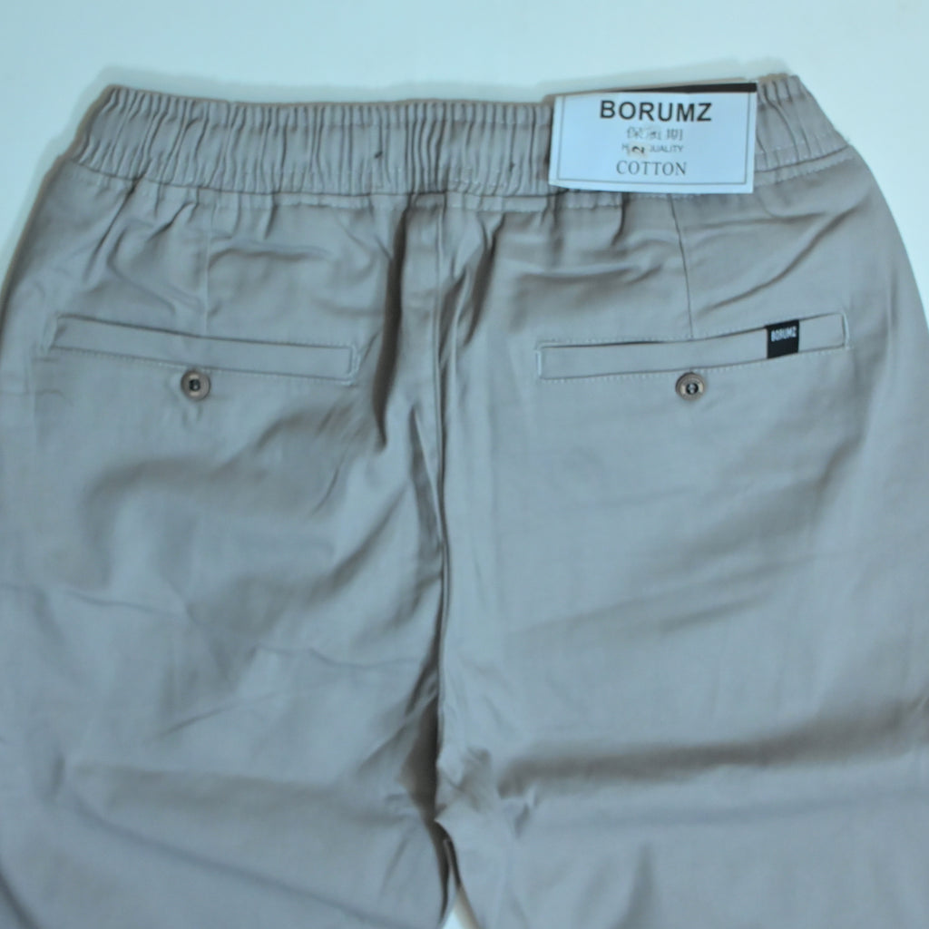 Stone Grey Cotton Cargo Pants | Regular Fit Utility Trousers