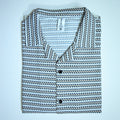 White & brown Geometric Textured Boxy Fit Shirt