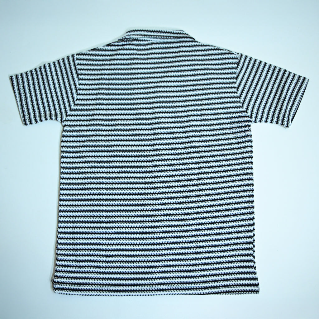 White & Black Geometric Textured Boxy Fit Shirt