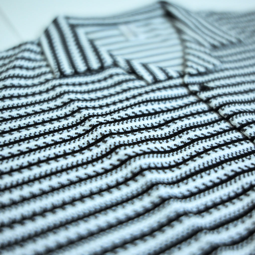 White & Black Geometric Textured Boxy Fit Shirt