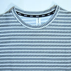 Grey & White Textured Stripe Drop Shoulder T-Shirt