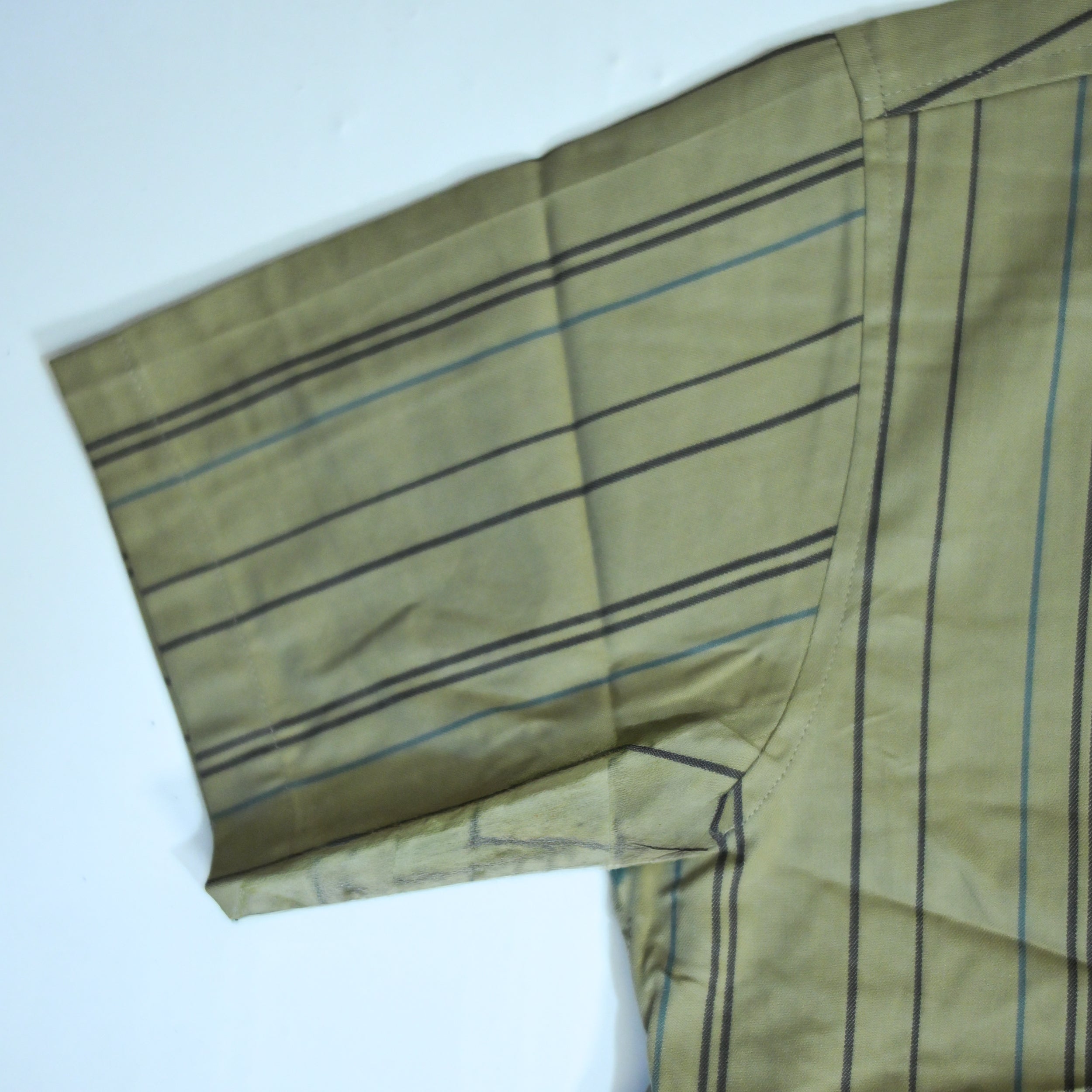 Khaki Striped Resort Collar Shirt