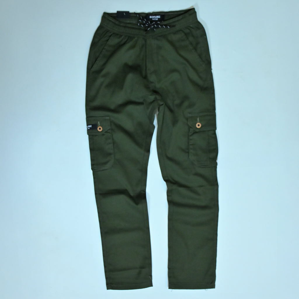 Dark Olive Cargo Pants | Relaxed Fit Cotton Trousers