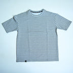 Grey & White Textured Stripe Drop Shoulder T-Shirt