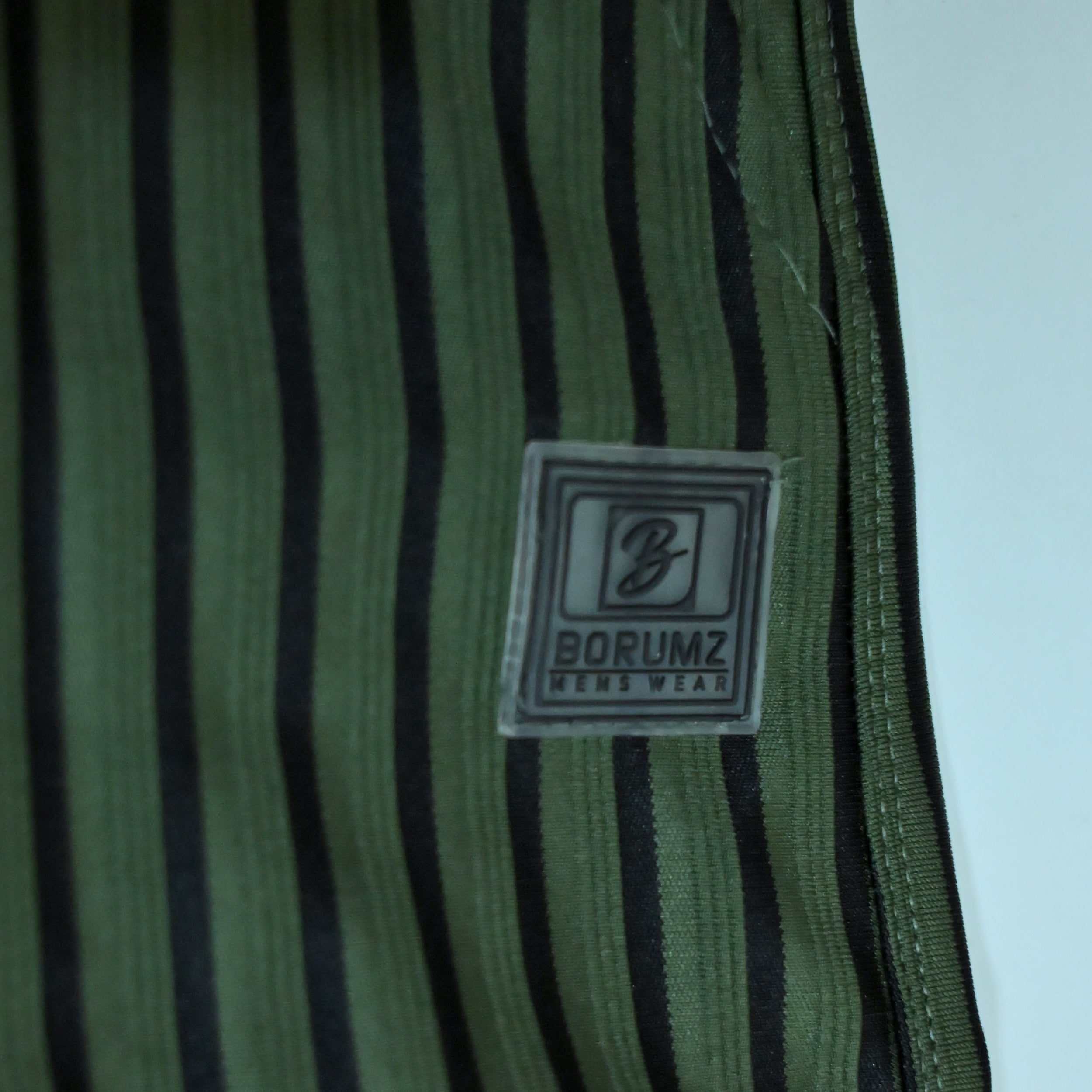 Dark Olive & Black Striped Cargo Joggers | Relaxed Fit Cotton Trousers