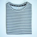 Grey & White Textured Stripe Drop Shoulder T-Shirt