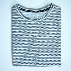 Grey & White Textured Stripe Drop Shoulder T-Shirt