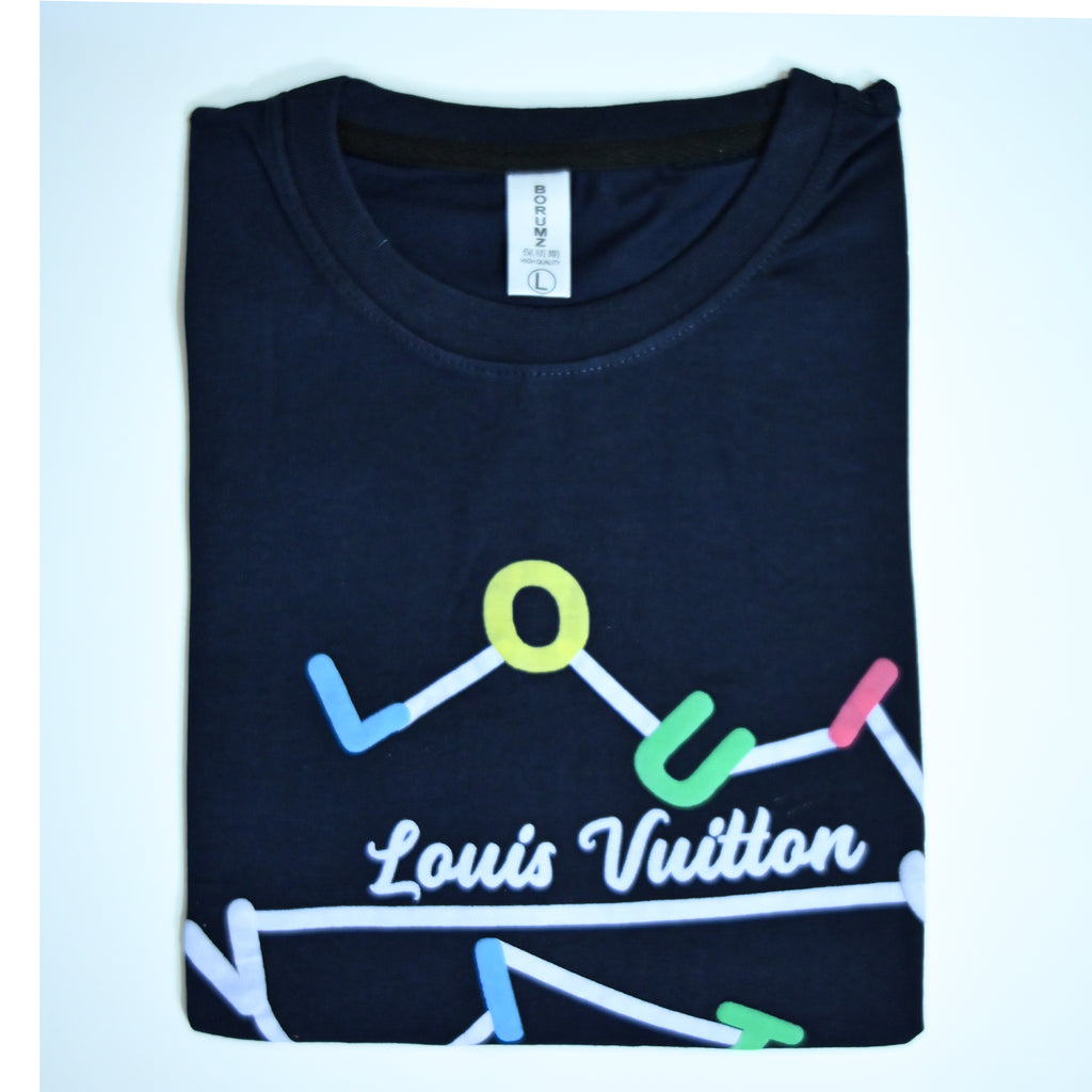 Regular Fit Abstract Typography Graphic T-Shirt _ Navy