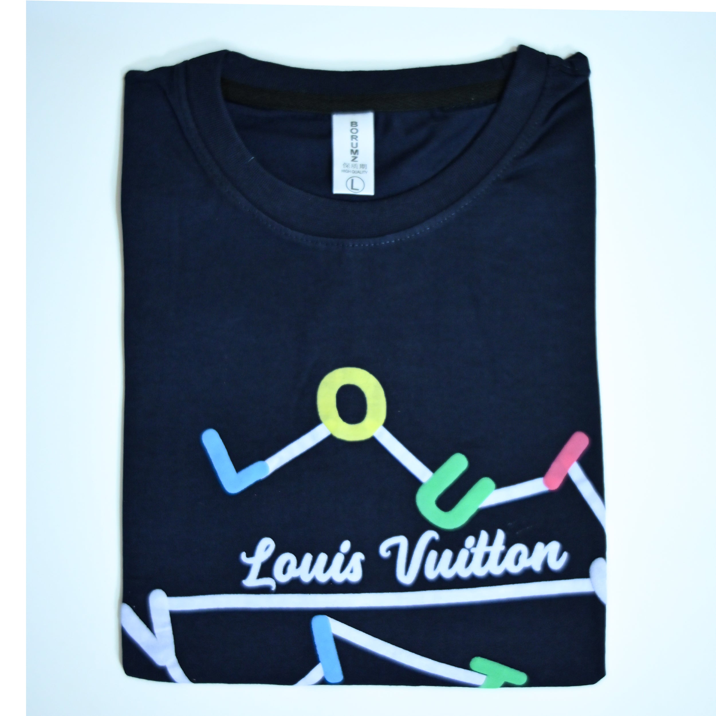 Regular Fit Abstract Typography Graphic T-Shirt _ Navy