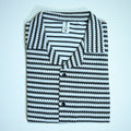 White & Black Geometric Textured Boxy Fit Shirt