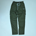 Dark Olive & Black Striped Cargo Joggers | Relaxed Fit Cotton Trousers