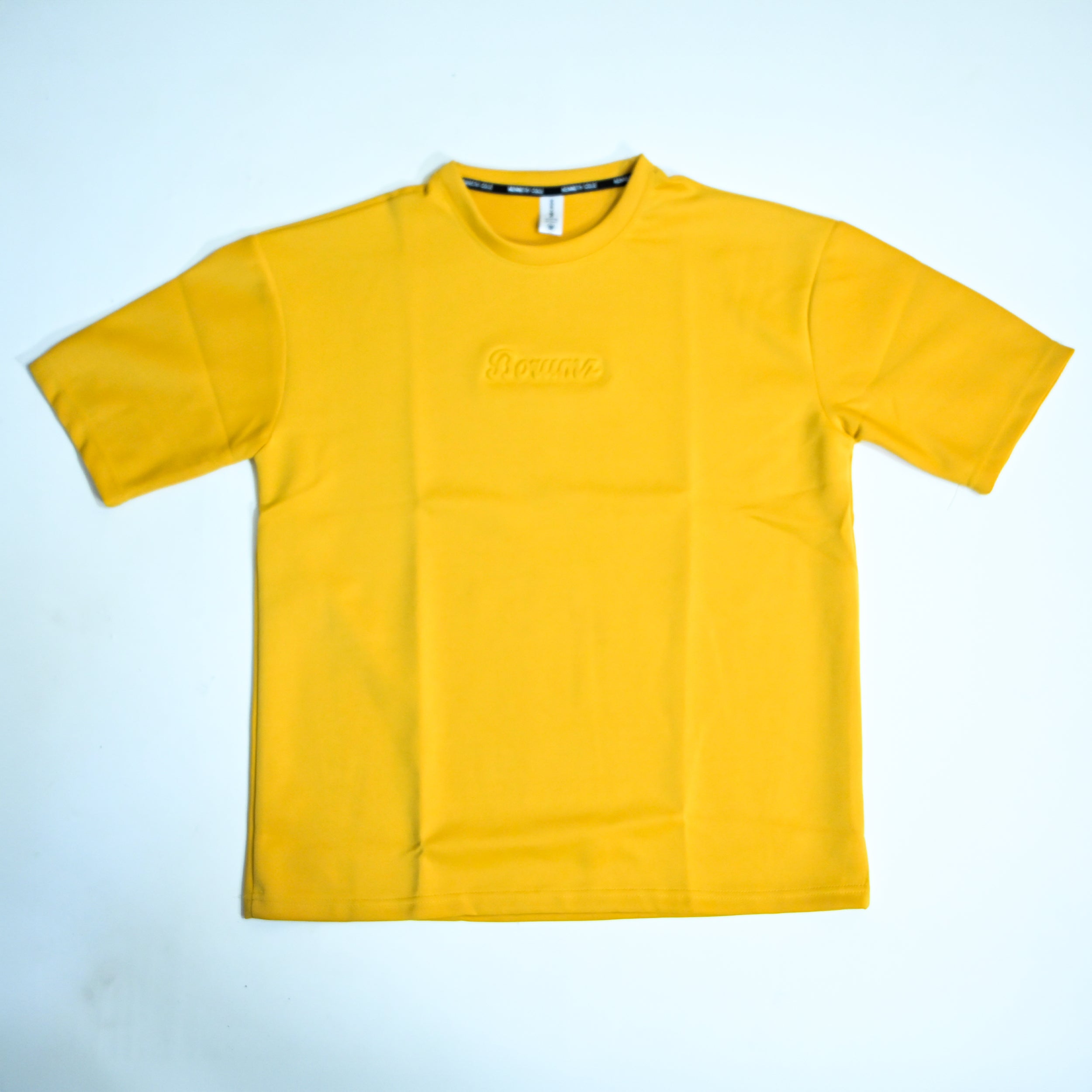 Unisex Embossed Logo Crew Neck T-Shirt - Mustard Yellow