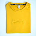 Unisex Embossed Logo Crew Neck T-Shirt - Mustard Yellow