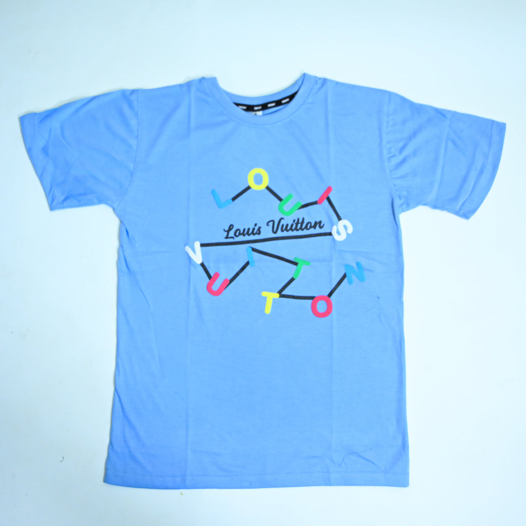 Regular Fit Abstract Typography Graphic T-Shirt _ Sky Blue