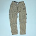 Beige & Black Striped Cargo Joggers | Relaxed Fit Cotton Trousers