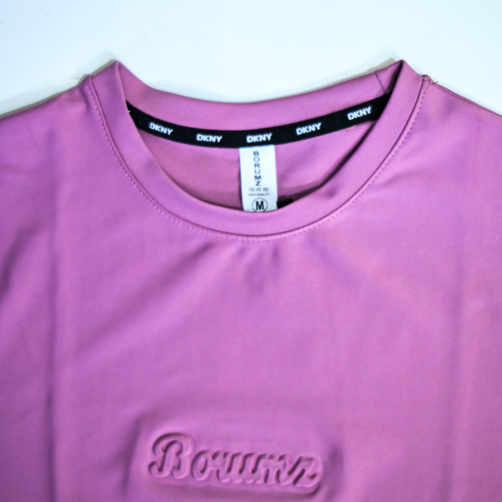 Unisex Embossed Logo Crew Neck T-Shirt - Muted Pink