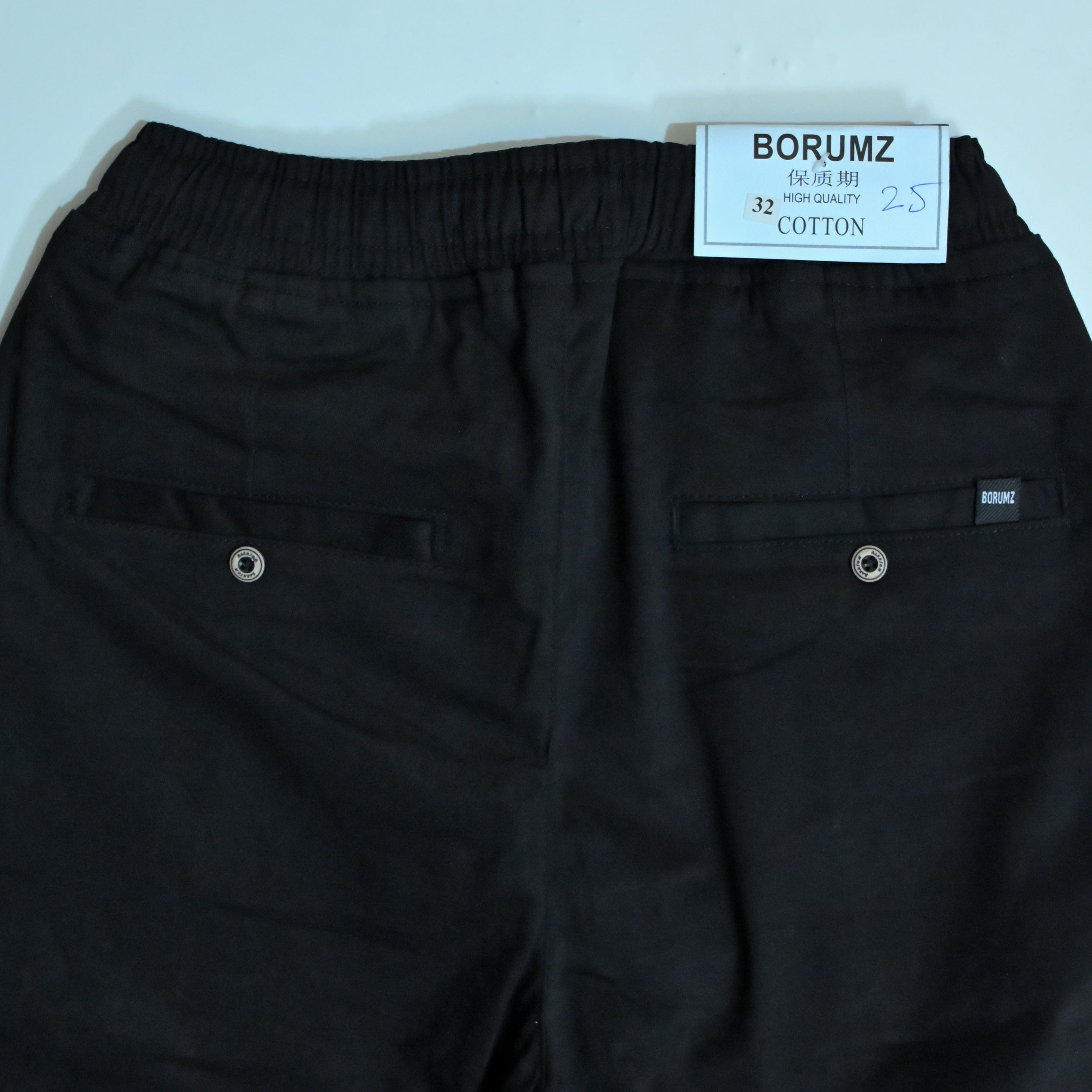 Black Drawstring Cotton Trousers | Relaxed Fit Casual Pants | Semi-Baggy