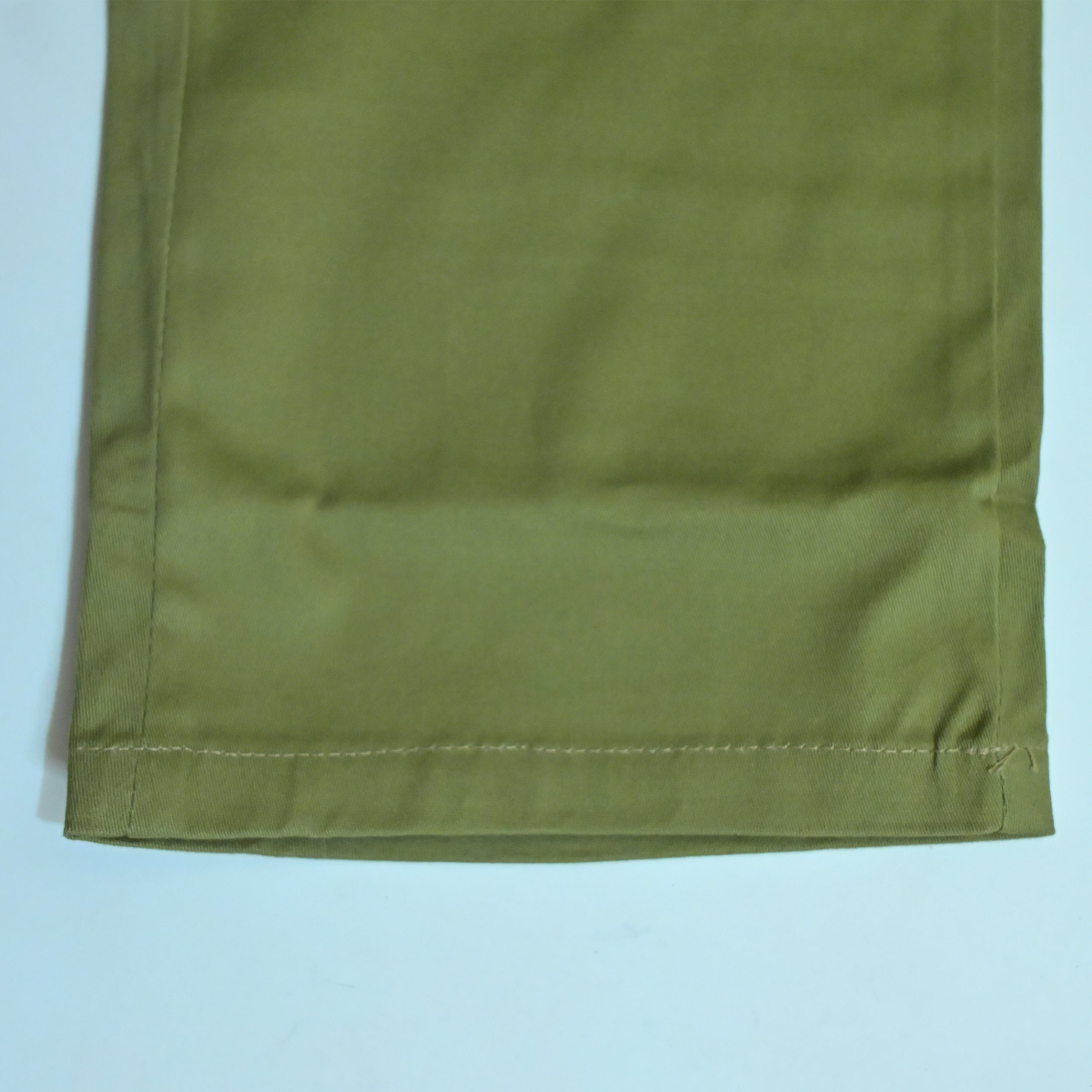 Olive Green Drawstring Cotton Trousers | Relaxed Fit Casual Pants | Semi-Baggy