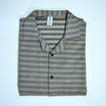 Brown & Grey Textured Knit Camp Collar Shirt | Boxy fit