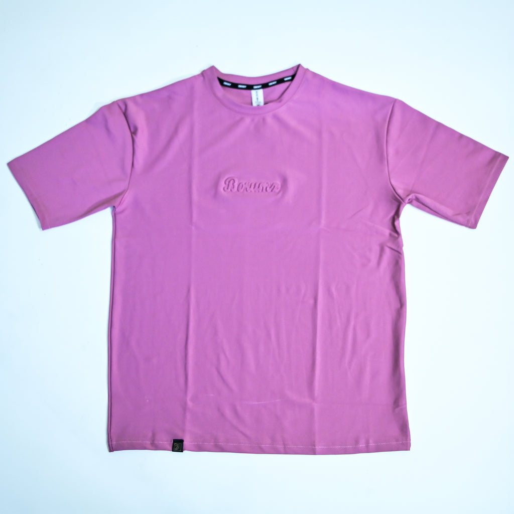 Unisex Embossed Logo Crew Neck T-Shirt - Muted Pink
