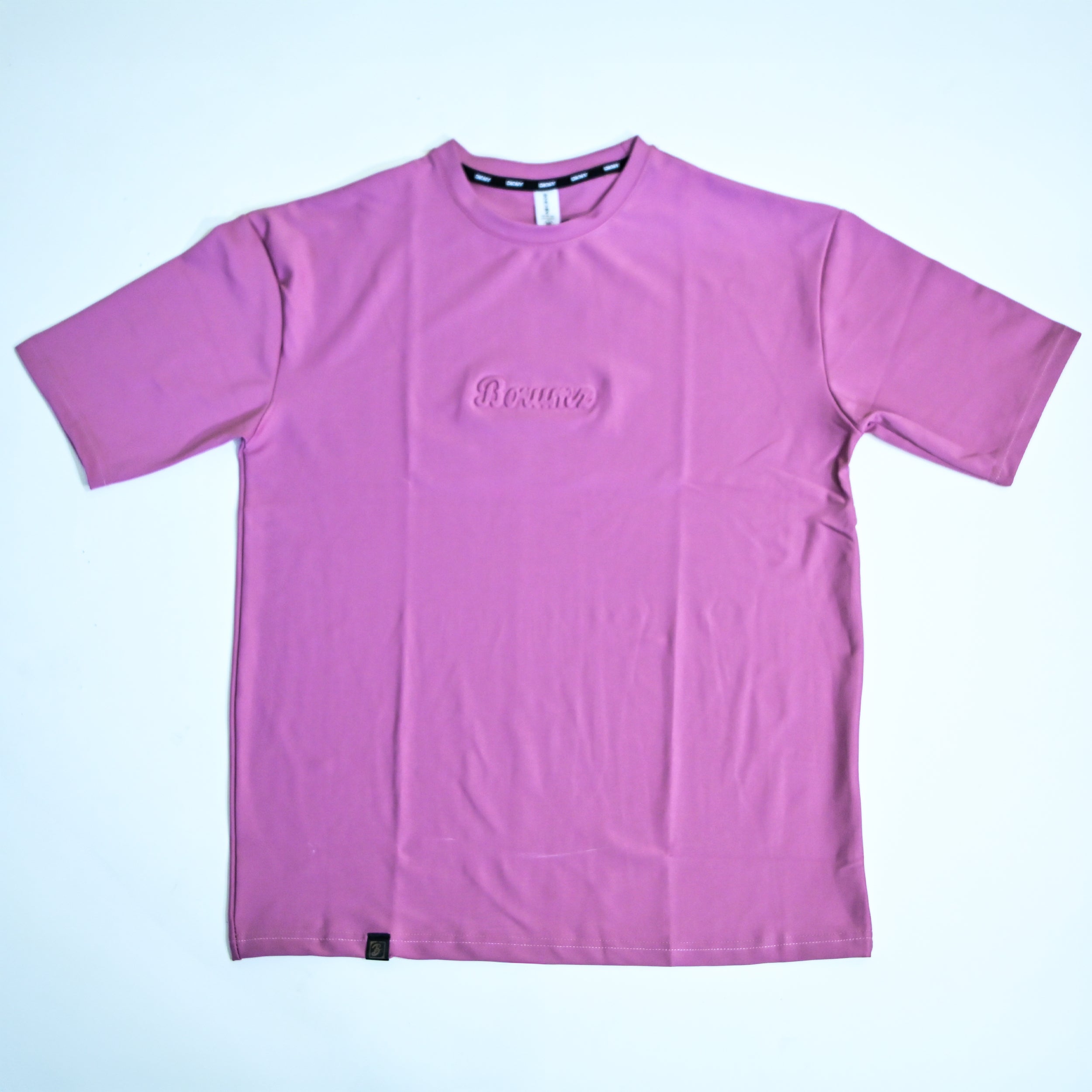 Unisex Embossed Logo Crew Neck T-Shirt - Muted Pink
