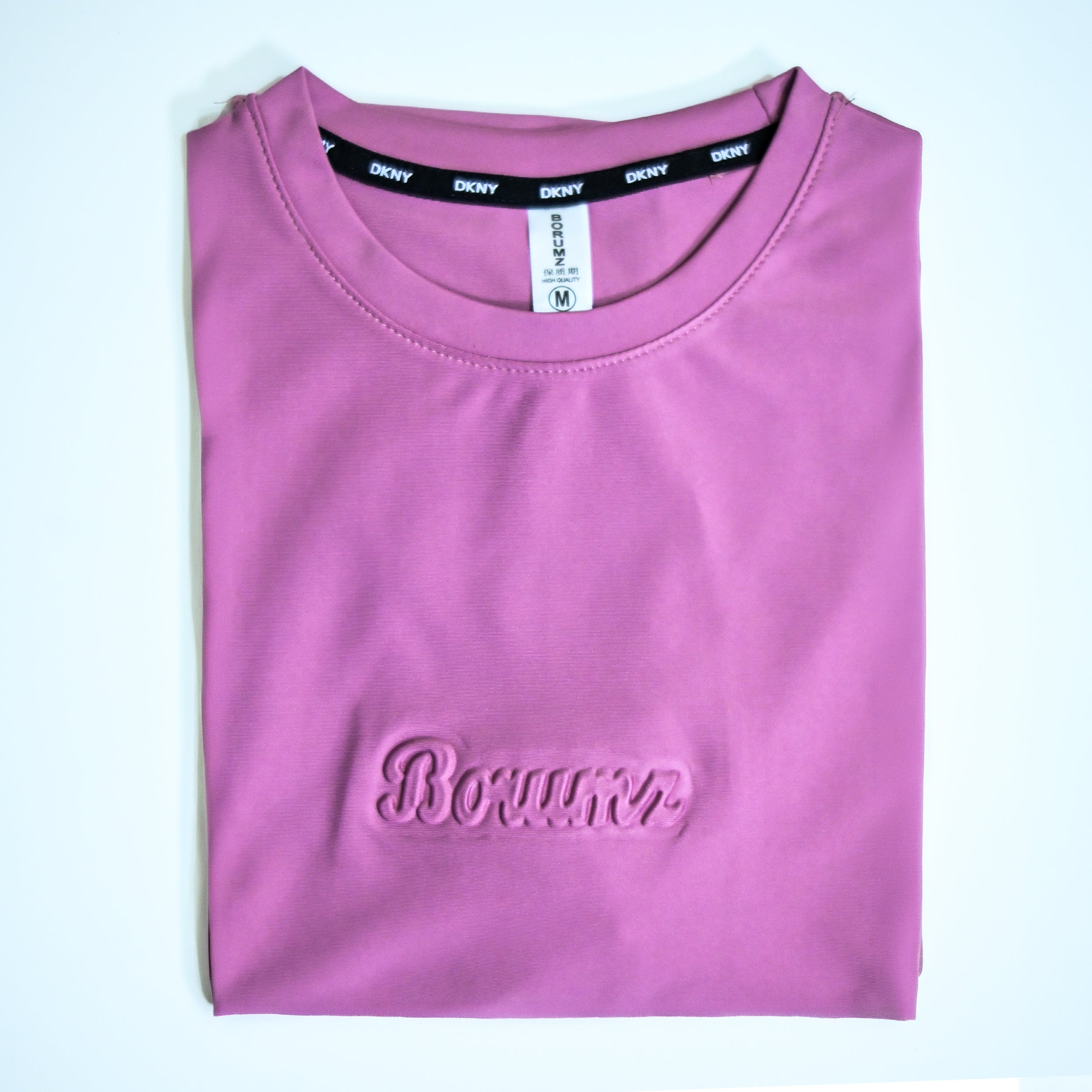 Unisex Embossed Logo Crew Neck T-Shirt - Muted Pink