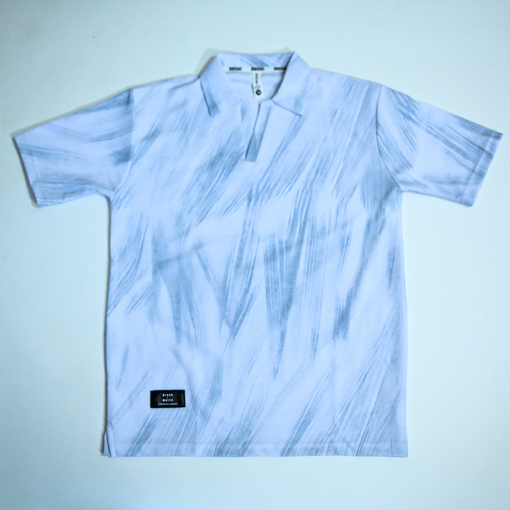 White Brush Stroke Polo Shirt | Premium Printed Polo