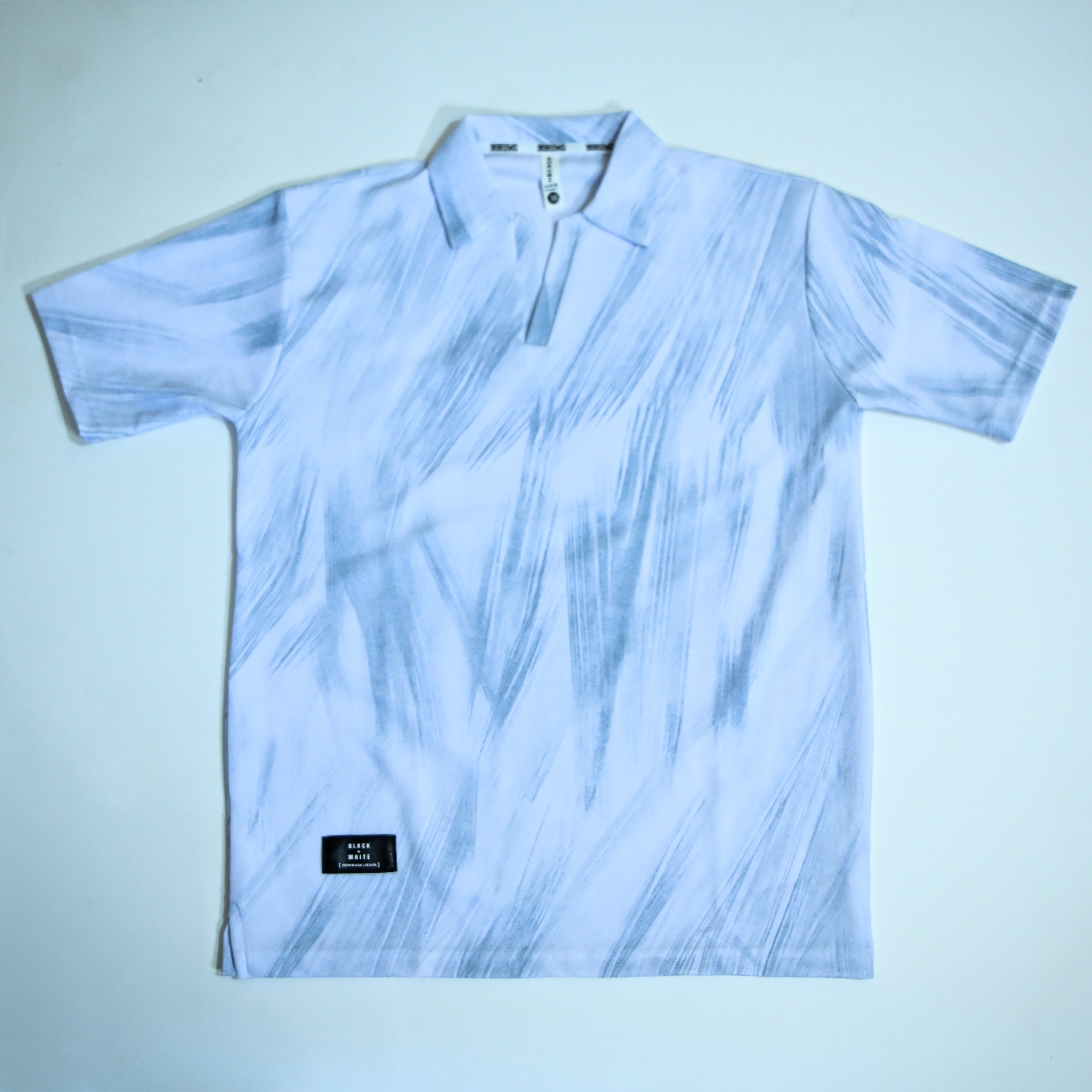White Brush Stroke Polo Shirt | Premium Printed Polo