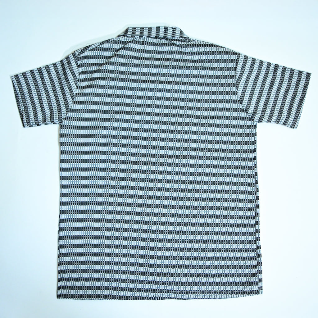 Black & White Textured Knit Camp Collar Shirt | Boxy fit