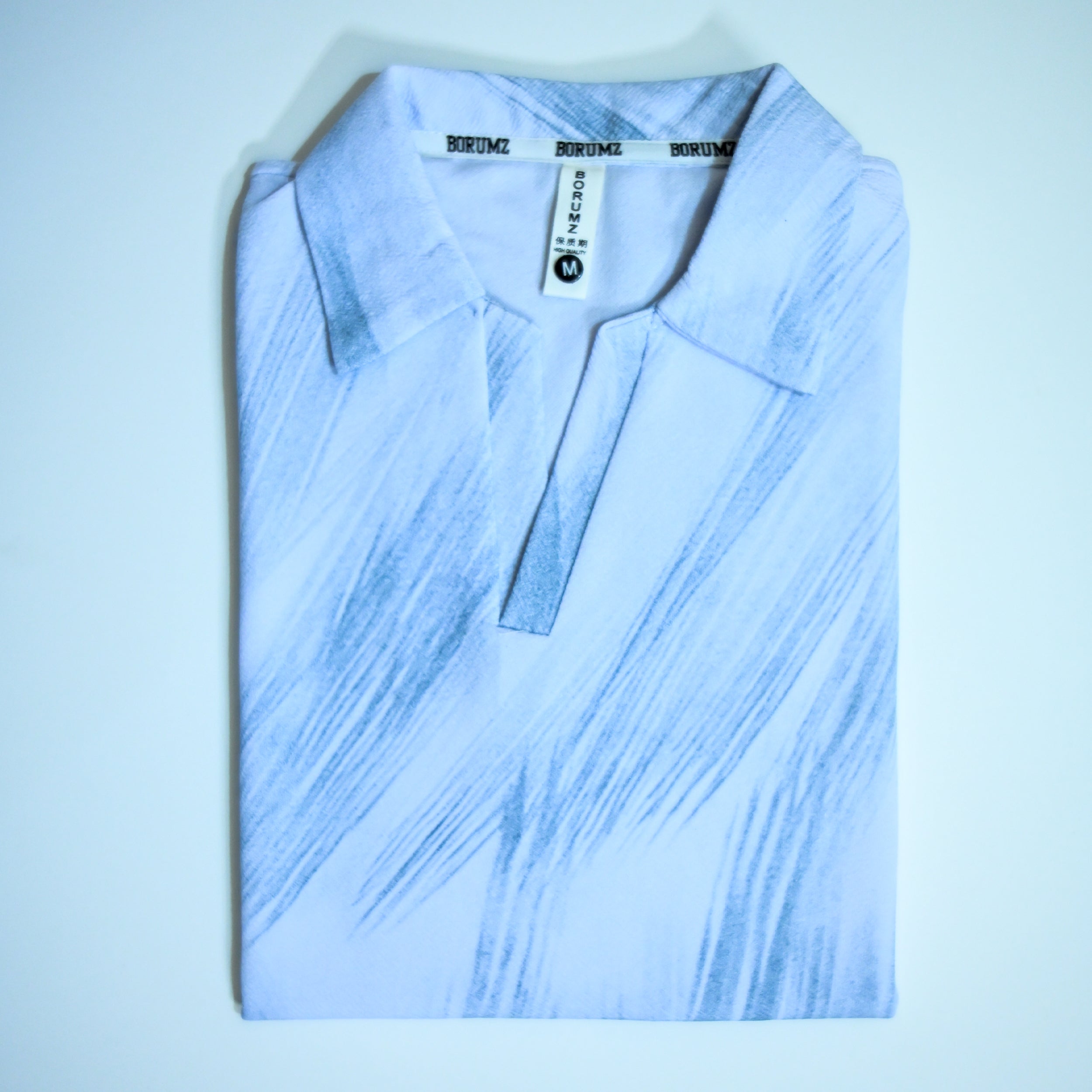 White Brush Stroke Polo Shirt | Premium Printed Polo